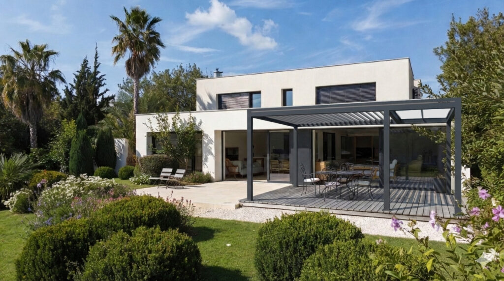 Pergola bioclimatique aluminium - Gammes Toit fixe Lux Arkéo Duo - Art Home Alu